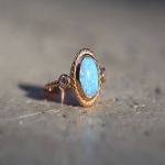 Mavi Opal Rose Altın Yüzük