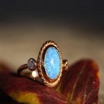 Mavi Opal Rose Altın Yüzük